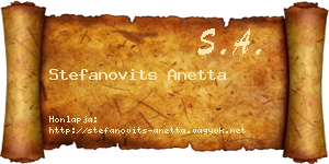 Stefanovits Anetta névjegykártya